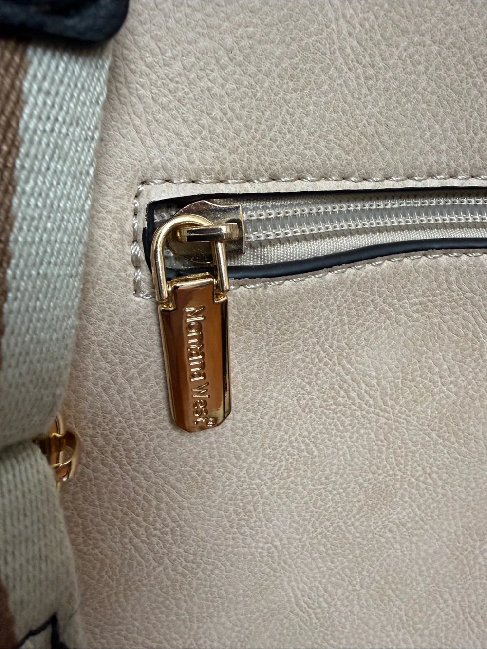 Montana West Purse Almond with Black Trim Gold Hardware
